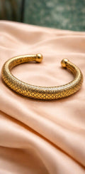 Vintage Gold Textured Open Cuff Bracelet for Men and Women | Elegant Artificial Jewelry