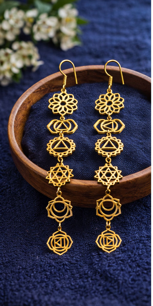 Boho Chakra Design Long Drop Earrings for Women | Gold Plated Artificial Jewelry
