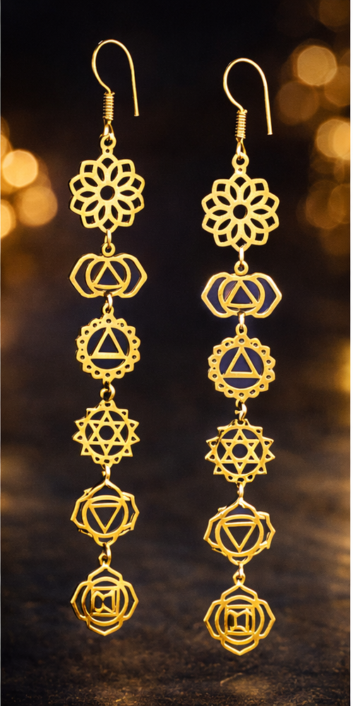 Boho Chakra Design Long Drop Earrings for Women | Gold Plated Artificial Jewelry
