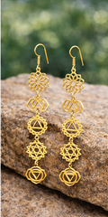 Boho Chakra Design Long Drop Earrings for Women | Gold Plated Artificial Jewelry