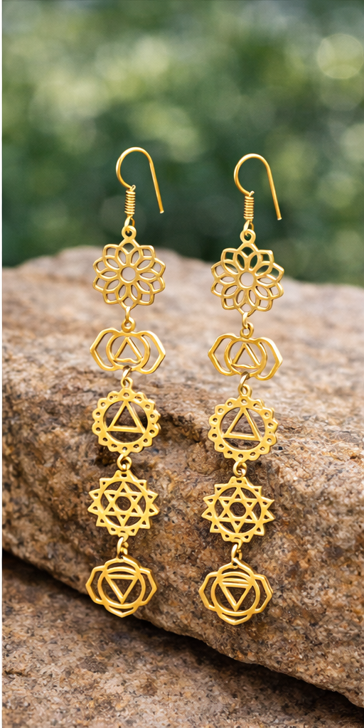 Boho Chakra Design Long Drop Earrings for Women | Gold Plated Artificial Jewelry