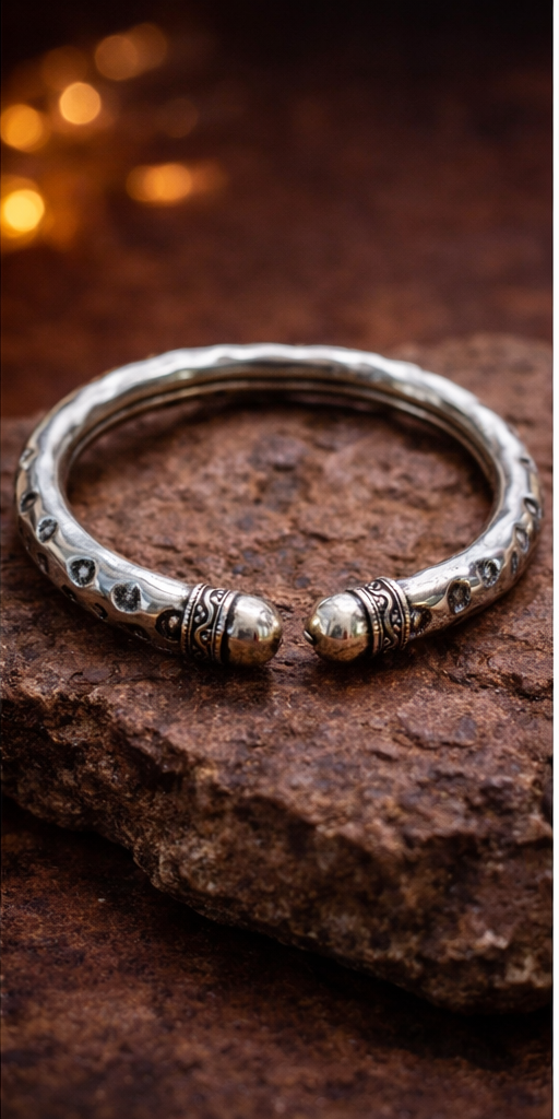 Vintage Gold Textured Kada Bracelet for Man and Women | Adjustable Artificial Jewelry